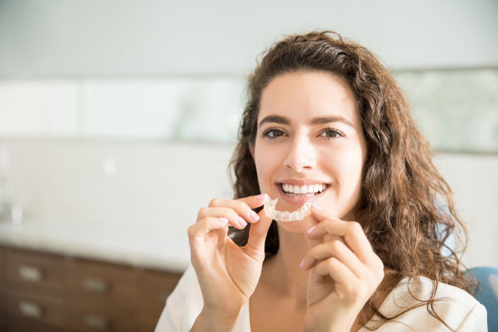 a women is getting invisalign